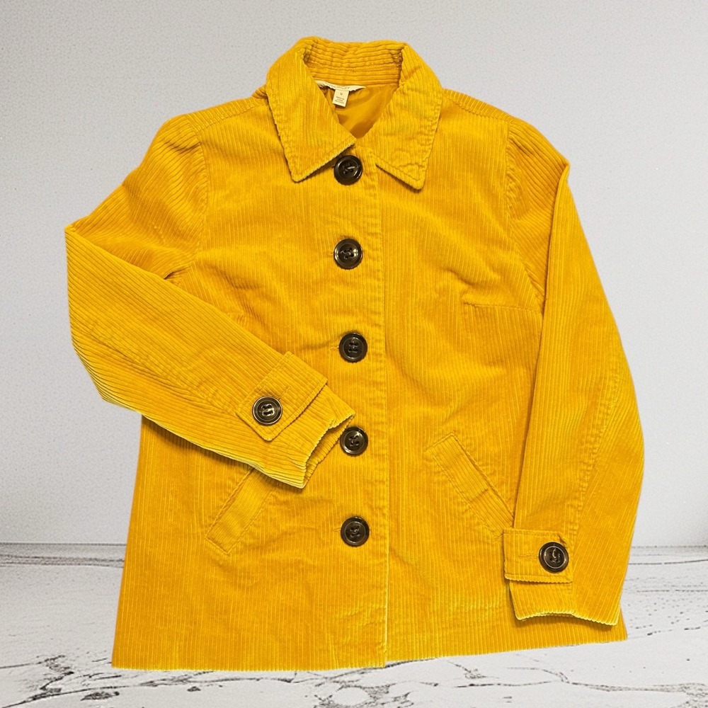 Relativity Mustard Yellow‎ Corduroy Jacket Womens Size  M Button Front Lined